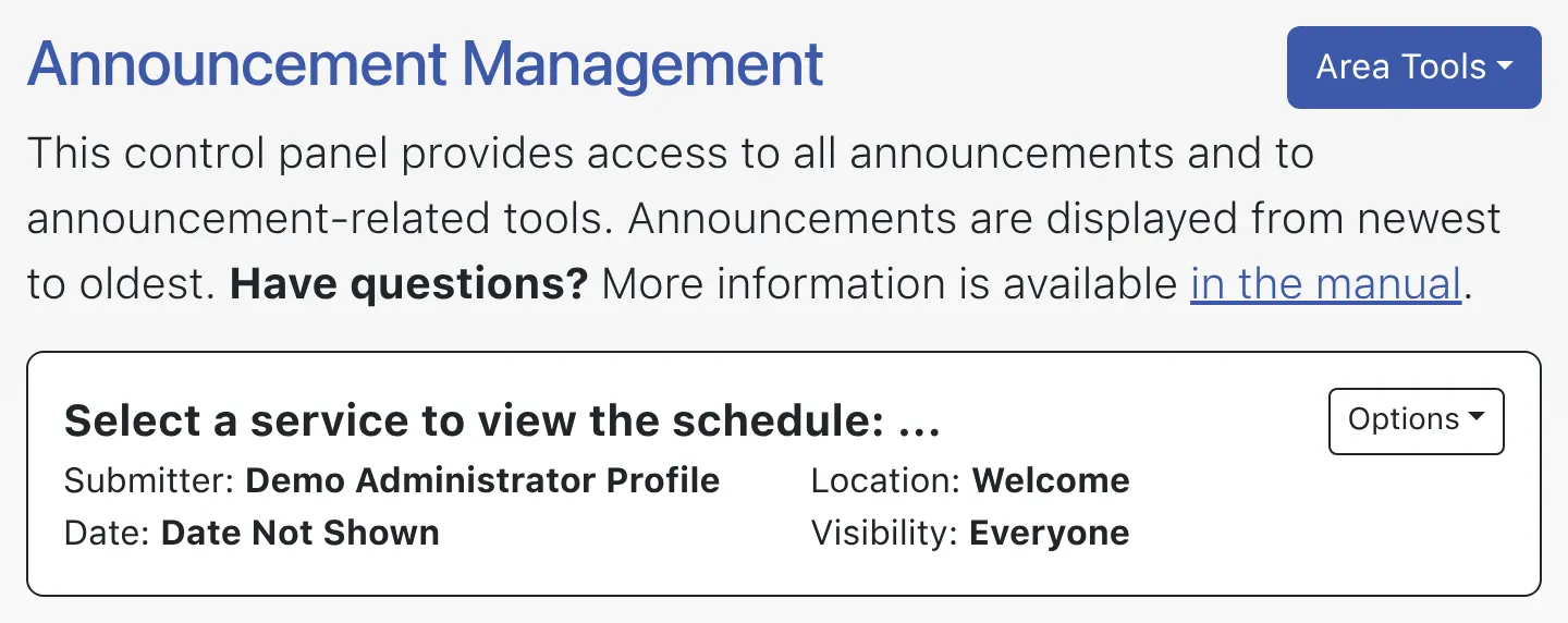 Announcement Management Overview