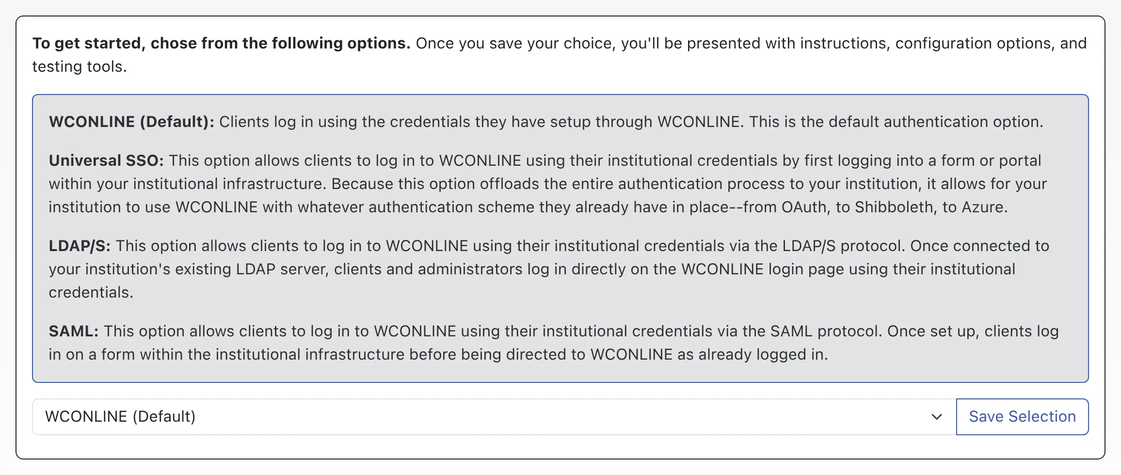 Authentication Options