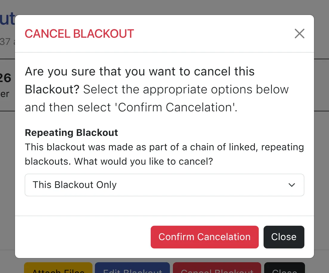 Cancel a Repeating Blackout