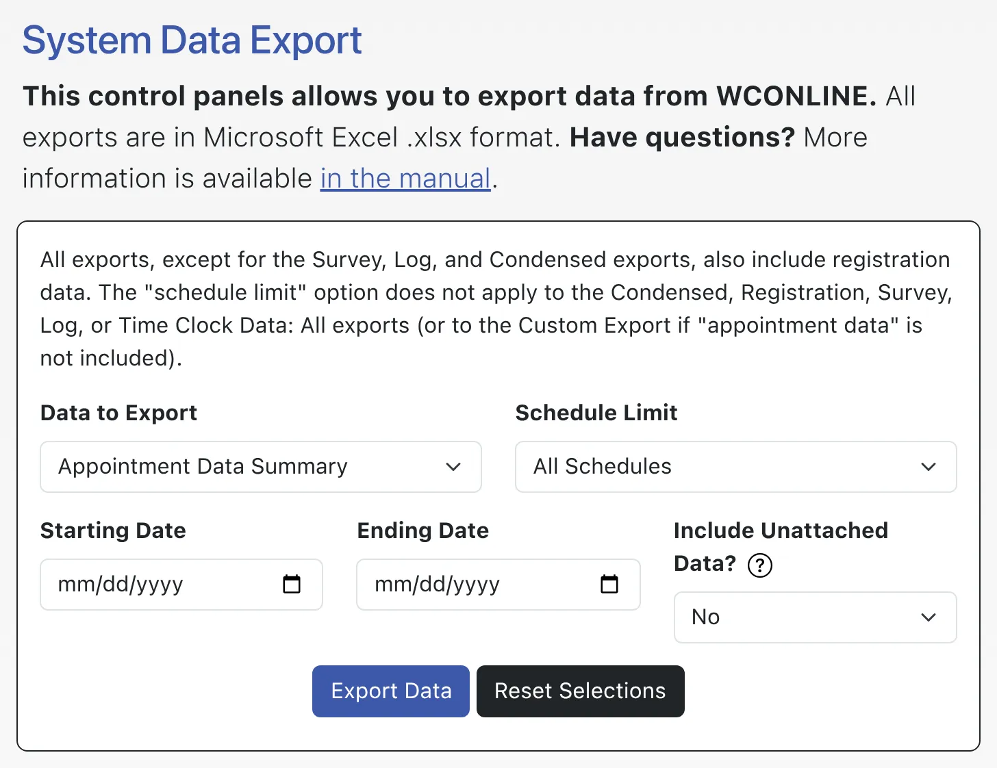 System Data Export