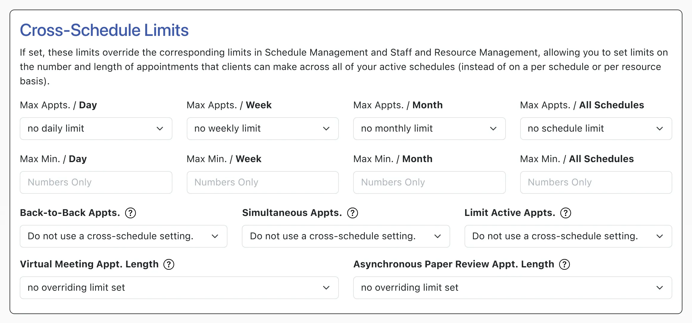 Cross-Schedule Limits