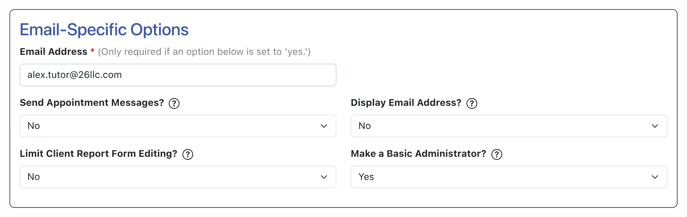 Email-Specific Options