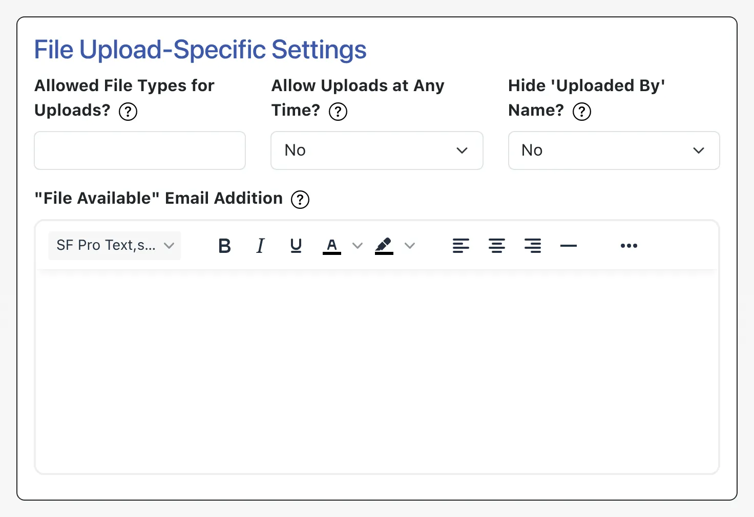 File Upload-Specific Settings