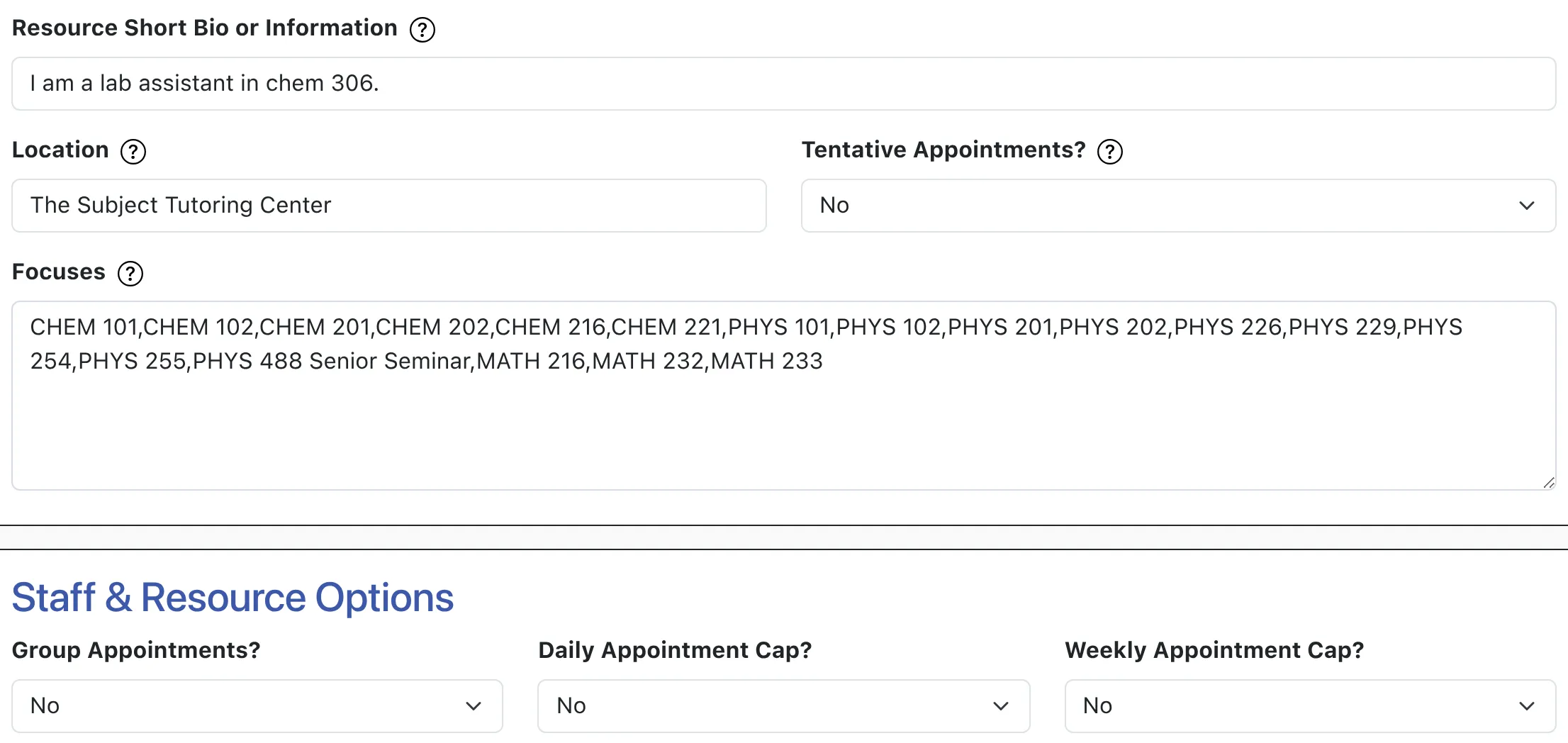 Focus text box with additional options above and below