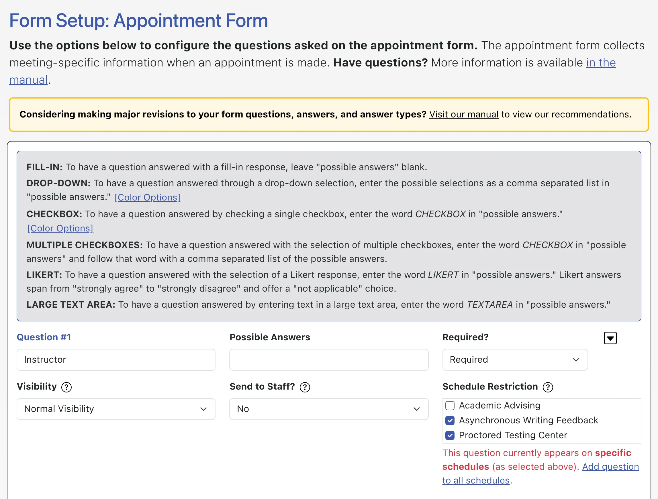 Form Setup: Appointment Form