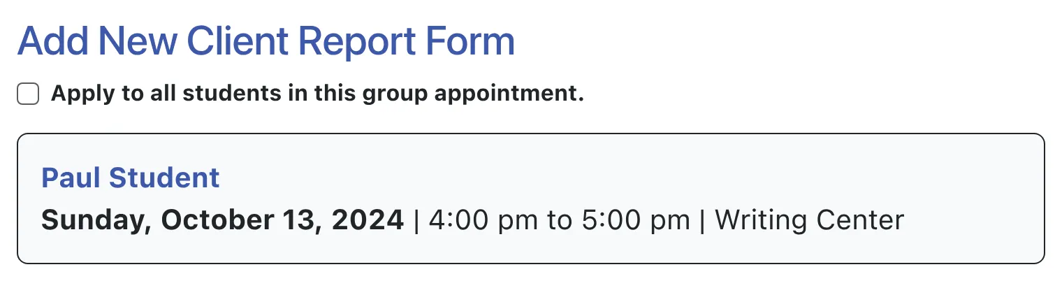 Checkbox option to copy a client report to all group members.