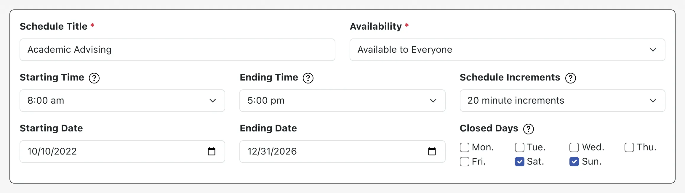 Introductory Settings