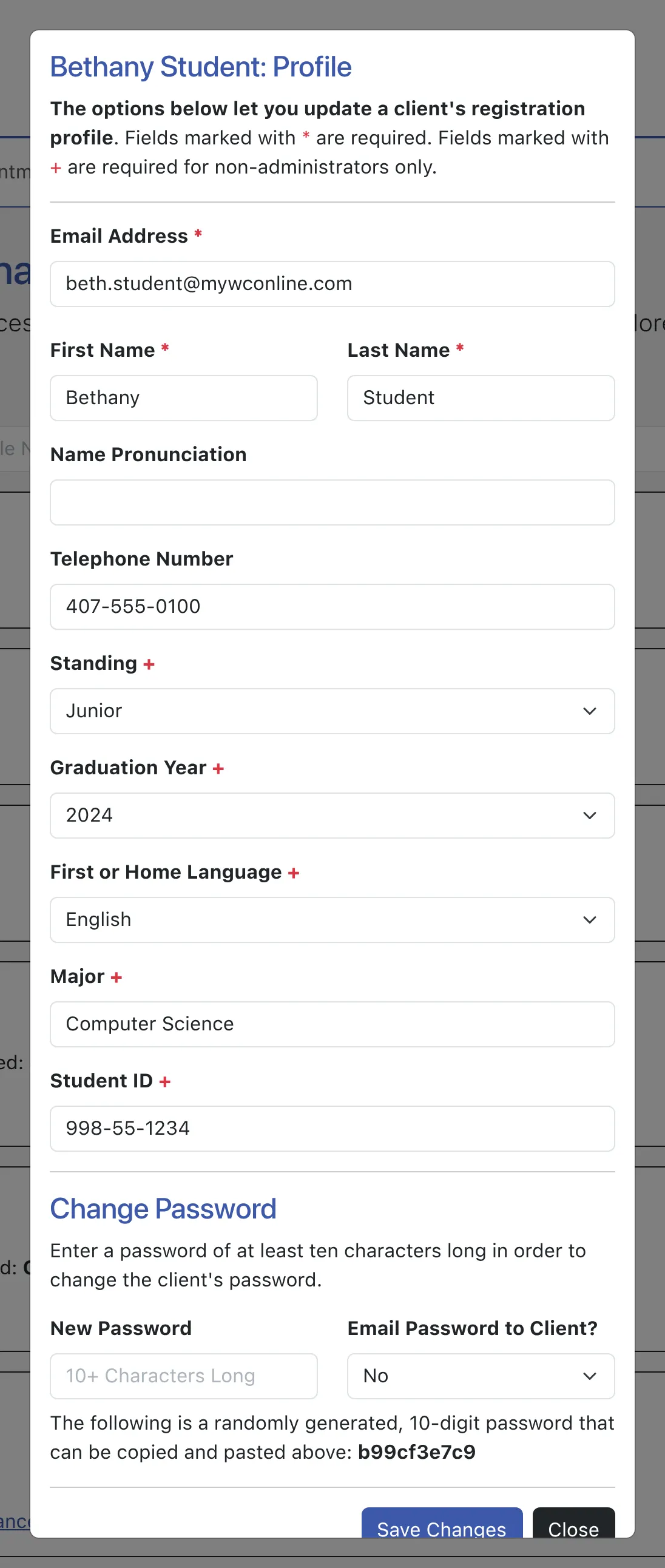 Profile & Password Updates