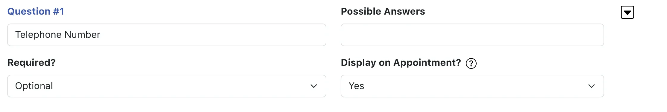 Registration Form Question Entry Sample
