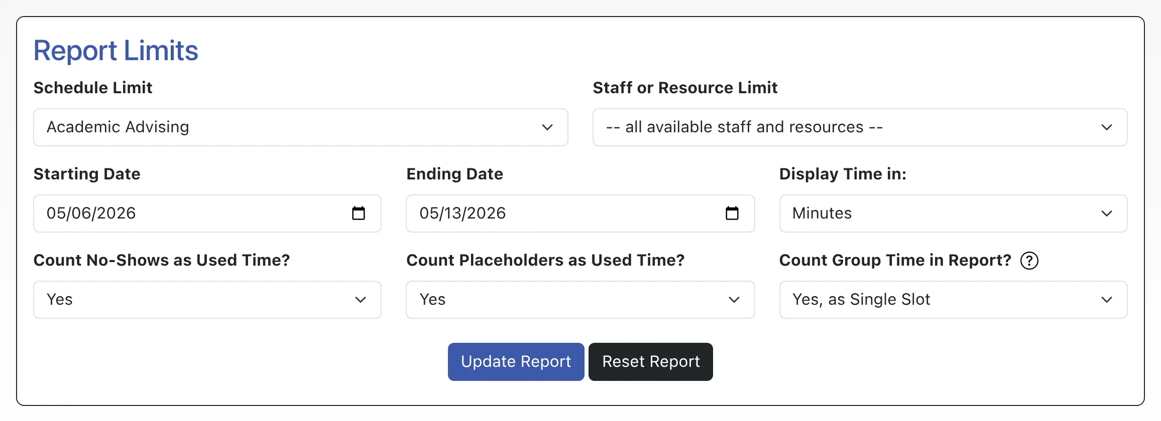 System Utilization Configuration Options