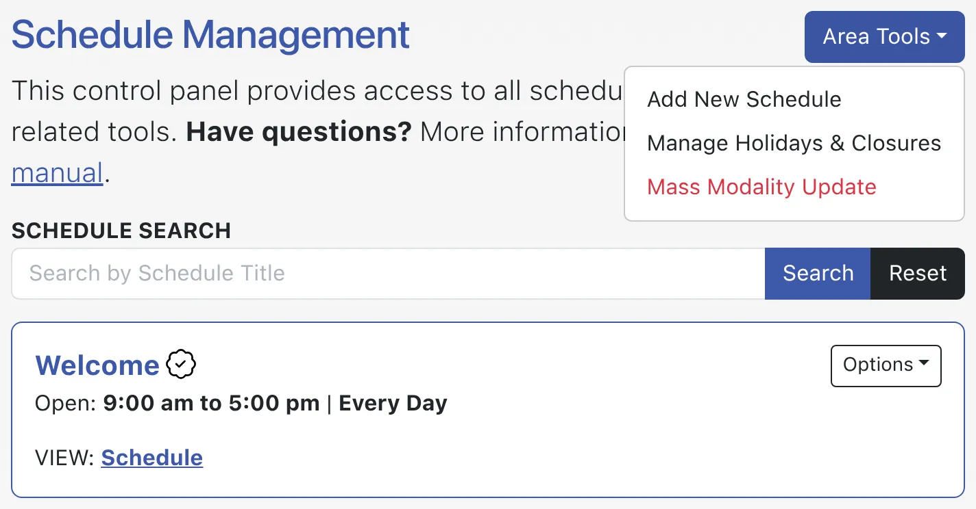 Schedule Management Overview