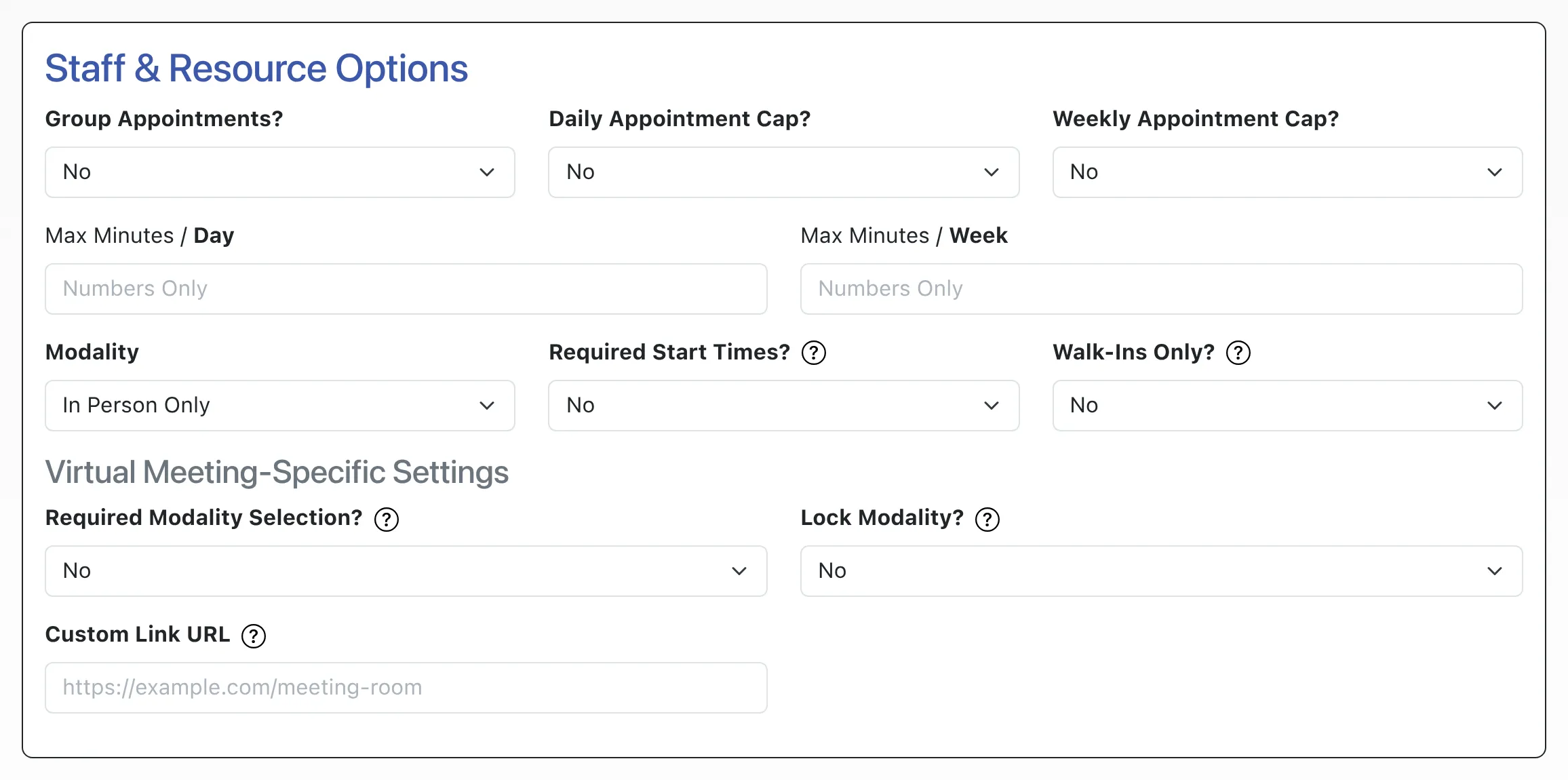 Staff & Resource Options